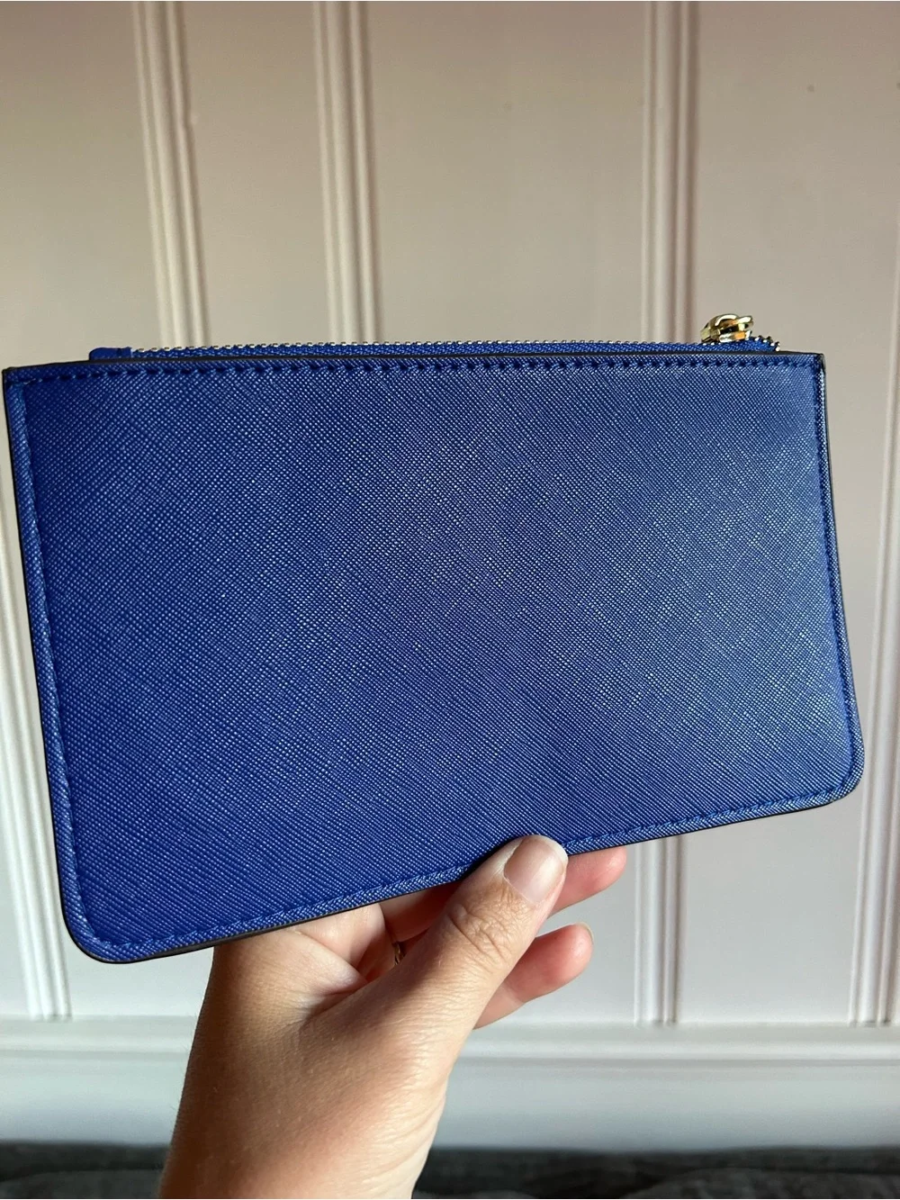 kate spade cobalt blue leather wristlet clutch